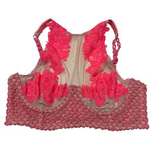 Victoria's Secret Dream Angels Floral Lace Mesh Racerback Bra Size 32B Pink‎ NEW